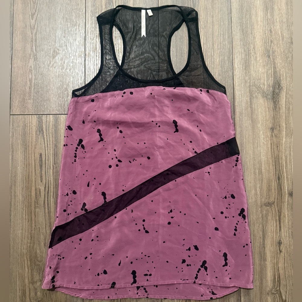 Petticoat Alley 100% Silk Purple Black Sleeveless Top Women’s XS